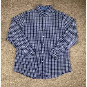 Chaps Plaid Button Down Shirt Mens L Purple Navy